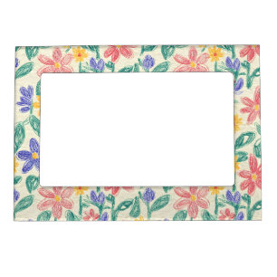 Vintage Wildflower Sketch (1) Magnetic Frame