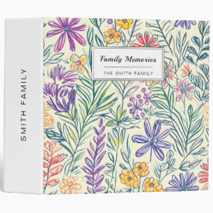 Vintage Wildflower Sketch (2) 3 Ring Binder