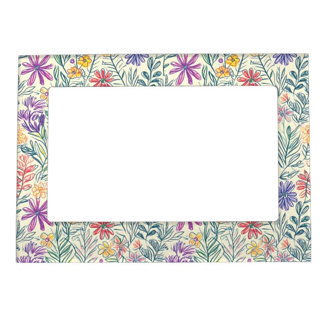 Vintage Wildflower Sketch (2) Magnetic Frame (Front)