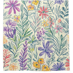 Vintage Wildflower Sketch (2) Shower Curtain