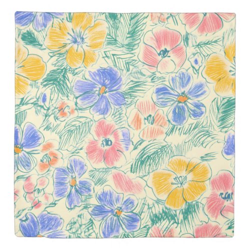 Vintage Wildflower Sketch (3) Duvet Cover
