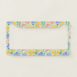 Vintage Wildflower Sketch (3) License Plate Frame