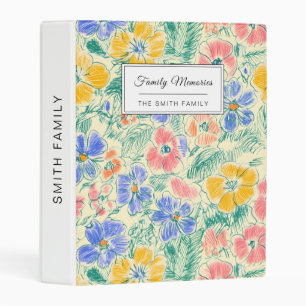 Vintage Wildflower Sketch (3) Mini Binder
