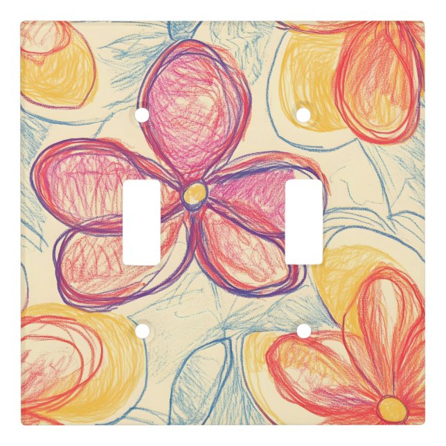 Vintage Wildflower Sketch (4) Light Switch Cover (Front)