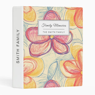 Vintage Wildflower Sketch (4) Mini Binder
