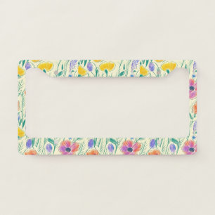 Vintage Wildflower Sketch (6) License Plate Frame