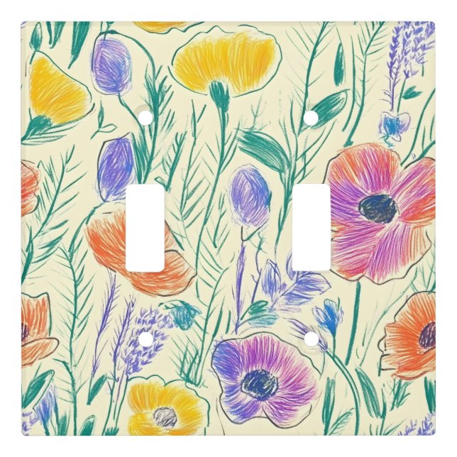 Vintage Wildflower Sketch (6) Light Switch Cover (Front)