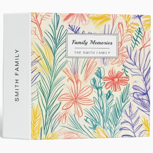 Vintage Wildflower Sketch (7) 3 Ring Binder (Front/Spine)