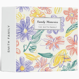 Vintage Wildflower Sketch (9) 3 Ring Binder