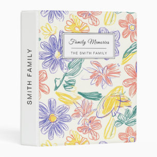 Vintage Wildflower Sketch (9) Mini Binder