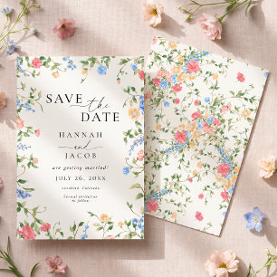 Vintage Wildflower Soft Pastel Floral Wedding Save The Date