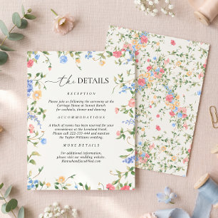 Vintage Wildflower Soft Pastel Wedding Details Enclosure Card