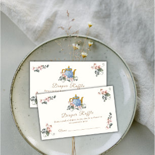 Vintage Wildflower Tea Diaper Raffle Baby Shower Enclosure Card