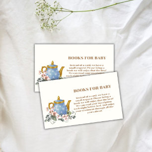 Vintage Wildflower Teapot Books For Baby Shower Enclosure Card