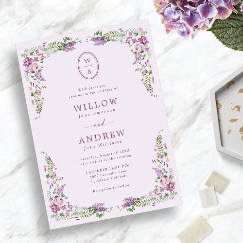 Vintage Wildflower Wedding Invitation