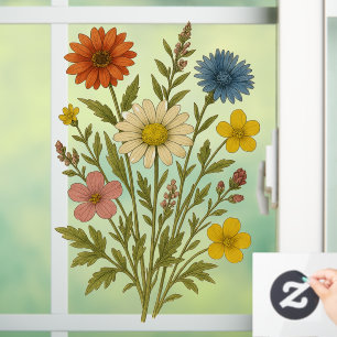 Vintage Wildflower Window Cling