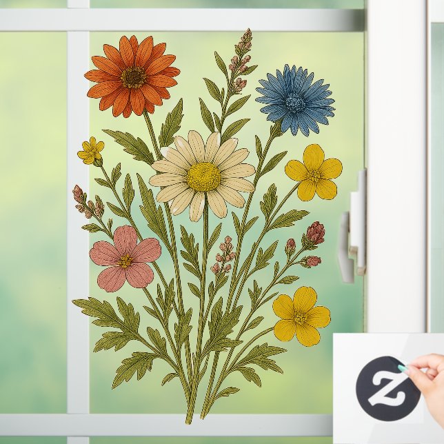 Vintage Wildflower Window Cling (Home)