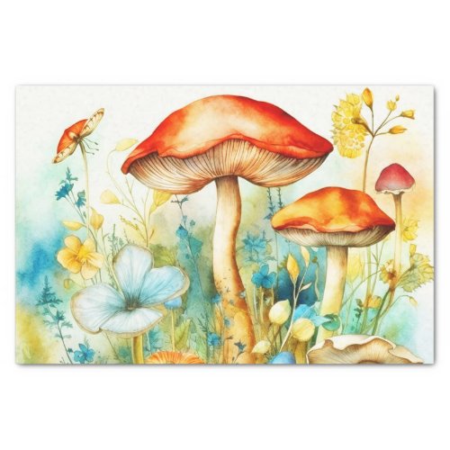 Vintage Wildflowers and Mushrooms Decoupage Tissue Paper