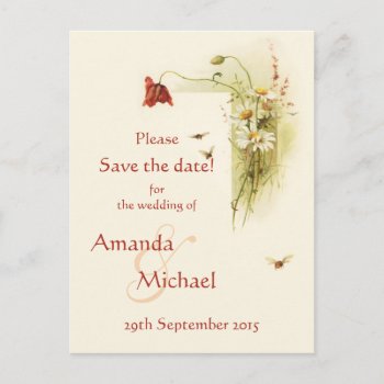 Vintage Wildflowers Announcement Postcard by Past_Impressions at Zazzle