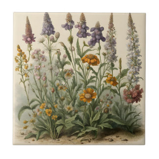 Vintage Wildflowers Ceramic Tile