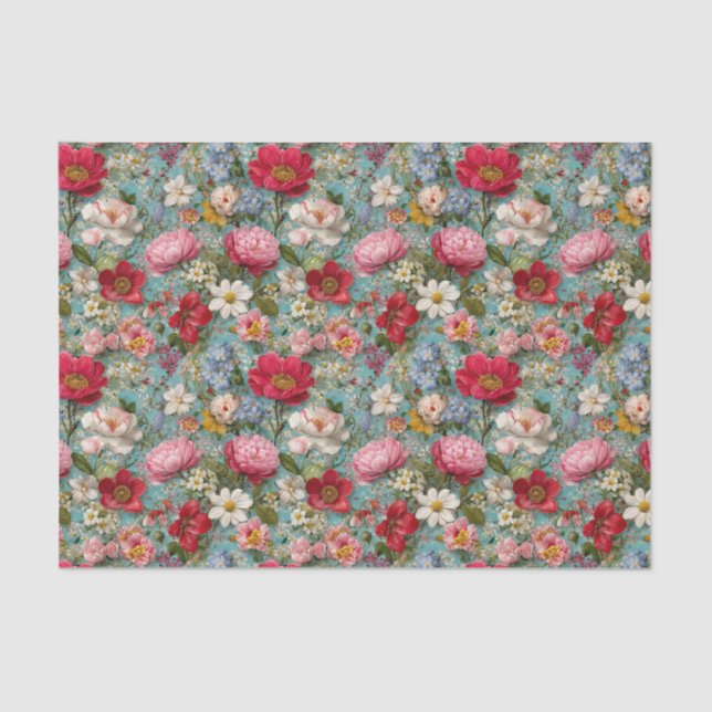 Vintage Wildflowers Decoupage Tissue Paper (Front)