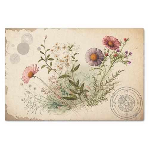 Vintage Wildflowers Decoupage  Tissue Paper