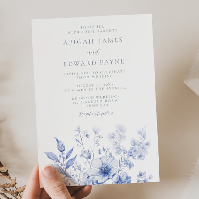 Vintage Wildflowers Elegant Wedding Invitation (Creator Uploaded)