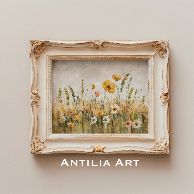 Vintage Wildflowers Field Countryside Landscape Poster (Creator Uploaded)