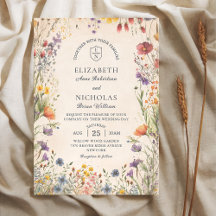 Vintage Wildflowers Garden Wedding Invitation