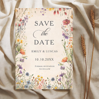Vintage Wildflowers Garden Wedding Save The Date