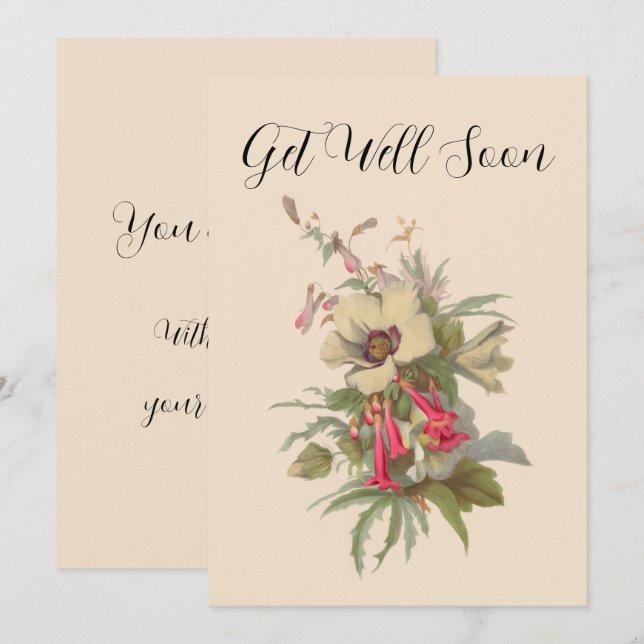 Vintage Wildflowers Get Well Soon  Card (Front/Back)