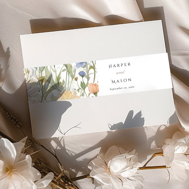 Vintage Wildflowers Invitation Belly Band (Creator Uploaded)