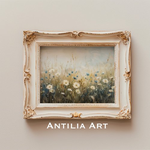 Vintage Wildflowers Painting Soft Tones Flowers Poster