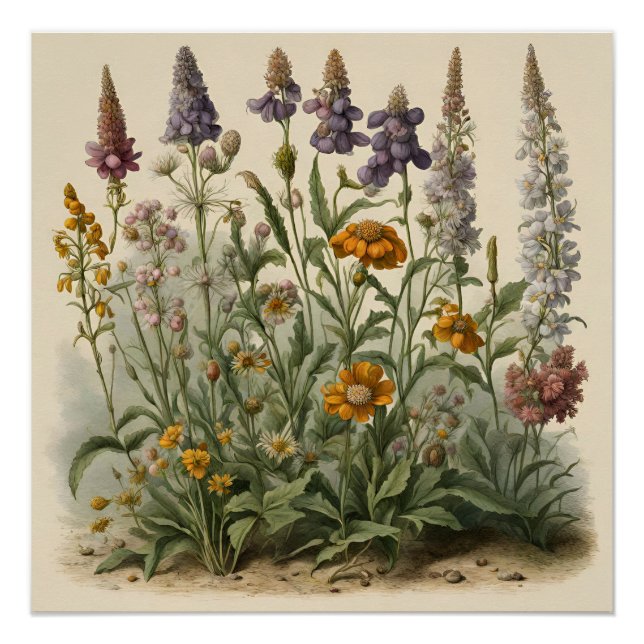 Vintage Wildflowers  Poster (Front)