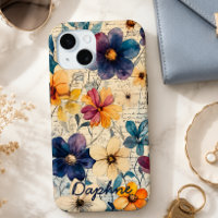 Vintage Wildflowers Purple & Orange Personalized