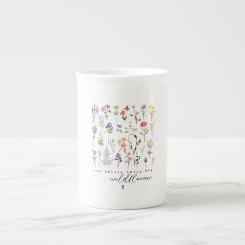 Vintage Wildflowers Quote Sublimation Watercolor Bone China Mug