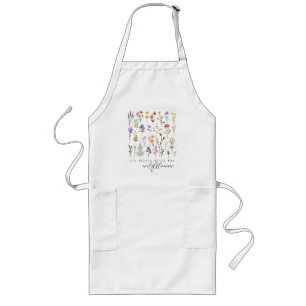 Vintage Wildflowers Quote Sublimation Watercolor Long Apron