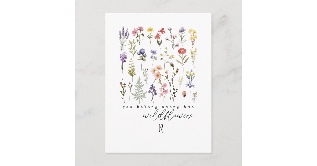 Vintage Wildflowers Quote Sublimation Watercolor Postcard | Zazzle