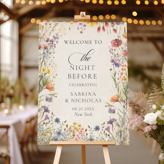 Vintage Wildflowers Rehearsal Dinner Welcome Foam Board