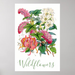 Vintage Wildflowers Rustic Cottagecore Floral Poster