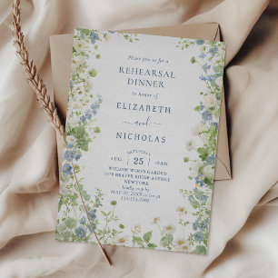Vintage Wildflowers Wedding Rehearsal Dinner Invitation