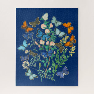 Vintage Wildlife Illustration - Butterfly Garden J Jigsaw Puzzle
