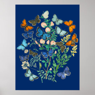 Vintage Wildlife Illustration - Butterfly Garden Poster
