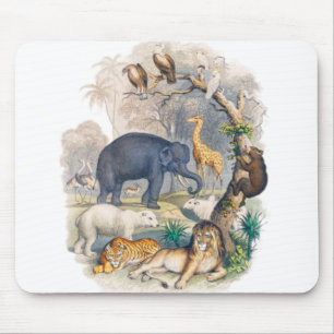 Vintage Wildlife in Nature Art Mouse Pad