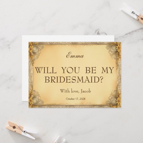 Vintage Will You Be My Bridesmaid Invitation