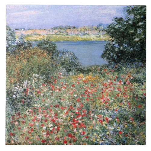 Vintage Willard Metcalf Poppy Garden Ceramic Tile