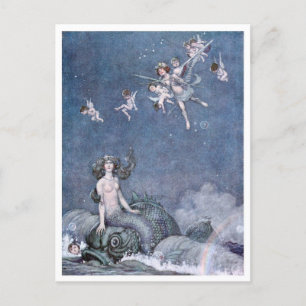 Vintage William H. Robinson Cupid and Mermaid Postcard
