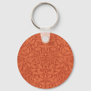 Vintage William Morris Acorn Oak Leaves Pattern Keychain