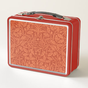Vintage William Morris Acorn Oak Leaves Pattern Metal Lunch Box