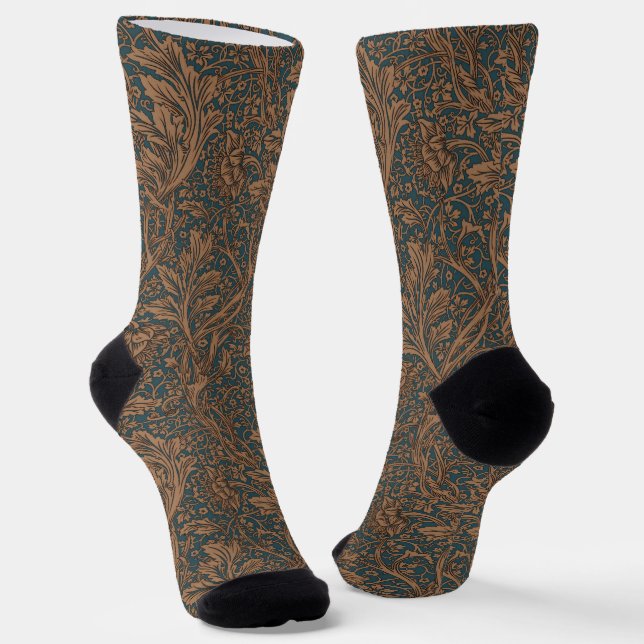 Vintage William Morris Arcadia Full Seamless Socks (Angled)